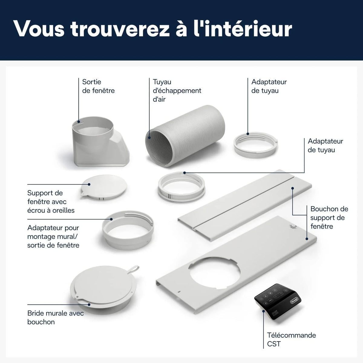 DELONGHI Pinguino PAC EX130 CST Climatiseur mobile WiFi avec fonction de déshumidification, version Pro jusqu'à 120 m³ Blanc