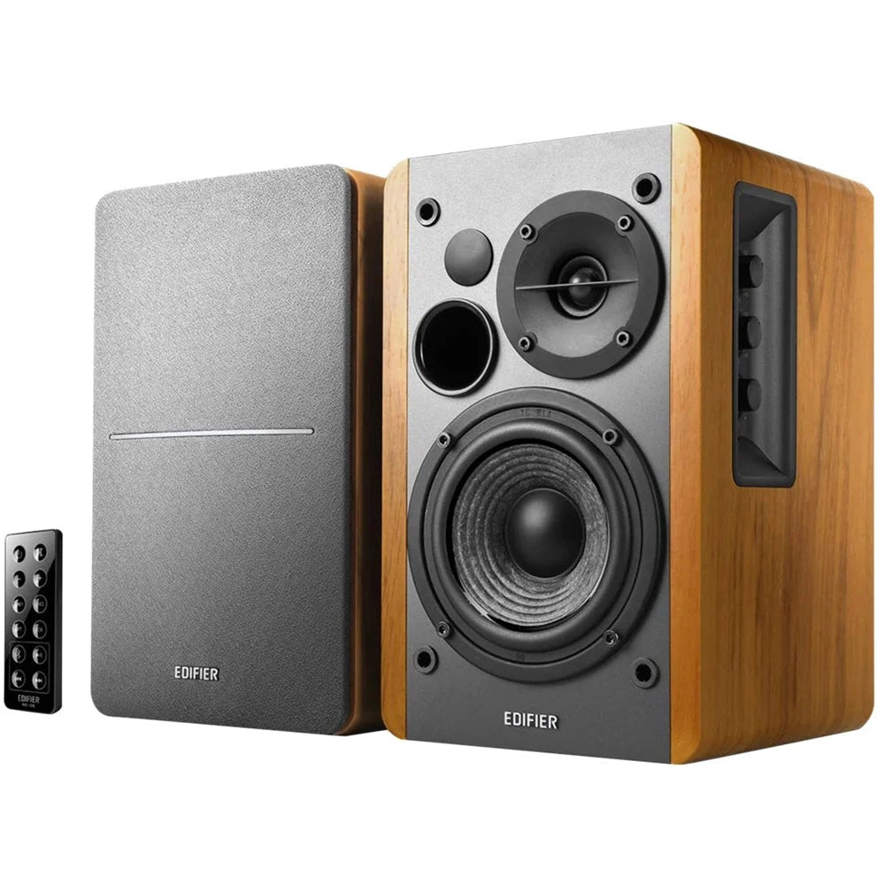 Edifier - Altavoces Estantería Bluetooth Activos R1280DB, Altavoces para Computadora - 42W RMS, Entrada Óptica - Monitores de Estudio Inalámbricos - Color Marrón