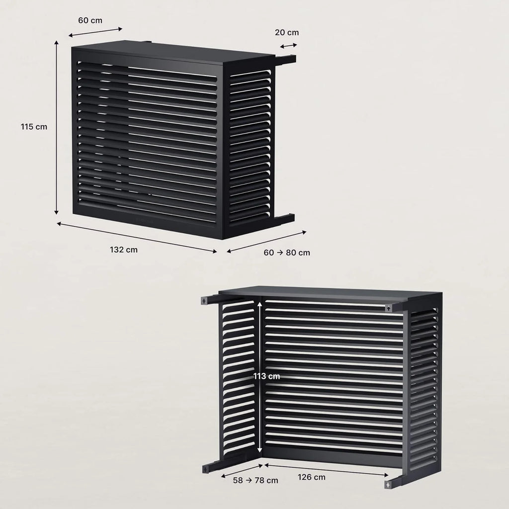 Cache Clim & Pompe à chaleur, XL - 126 x 56 x 113 cm Protège des intempéries, des nuisibles et des chocs Assure une excellente circulation de l’air Design discret et épuré Chêne