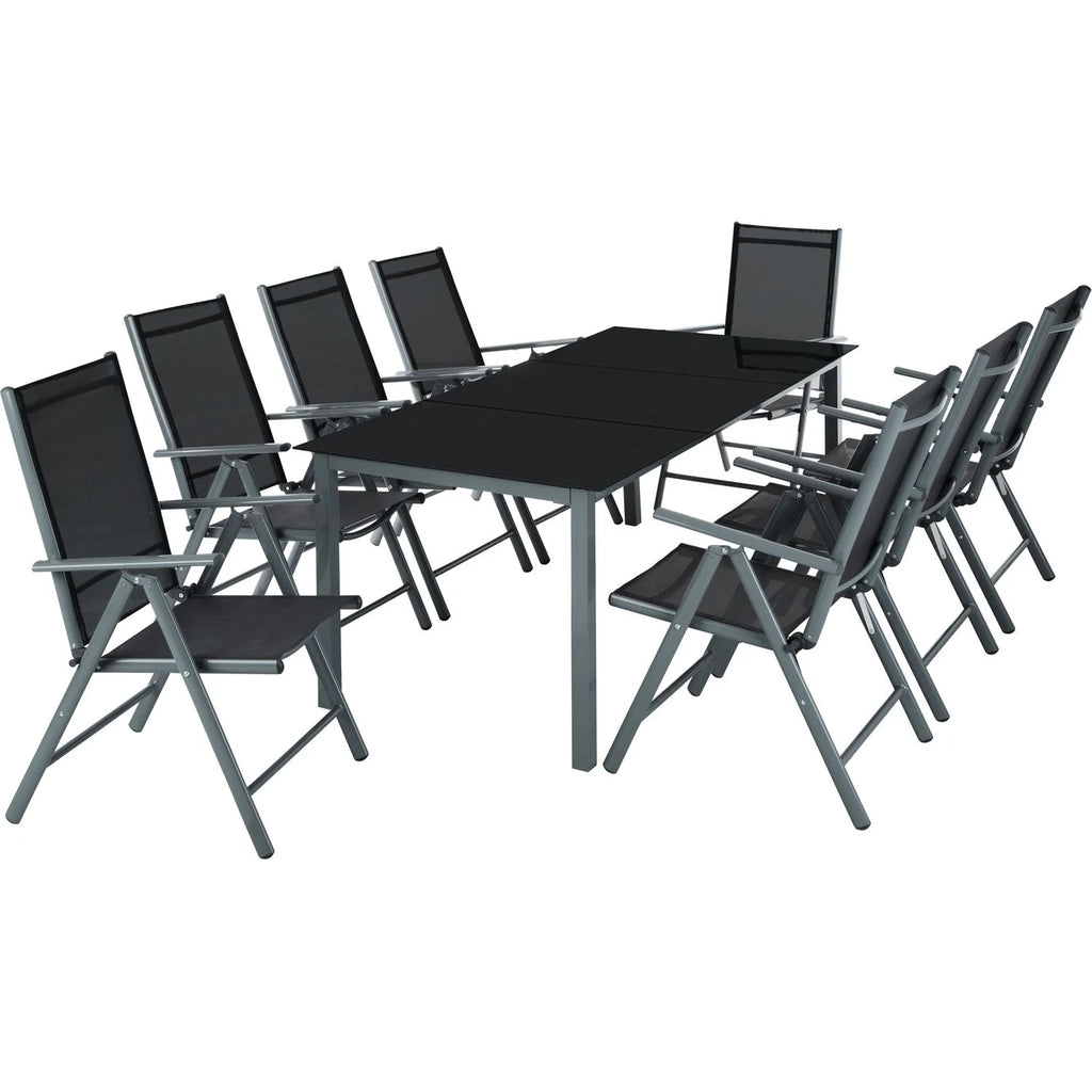 Conjunto De Sillas De Aluminio 8+1 - Gris Oscuro