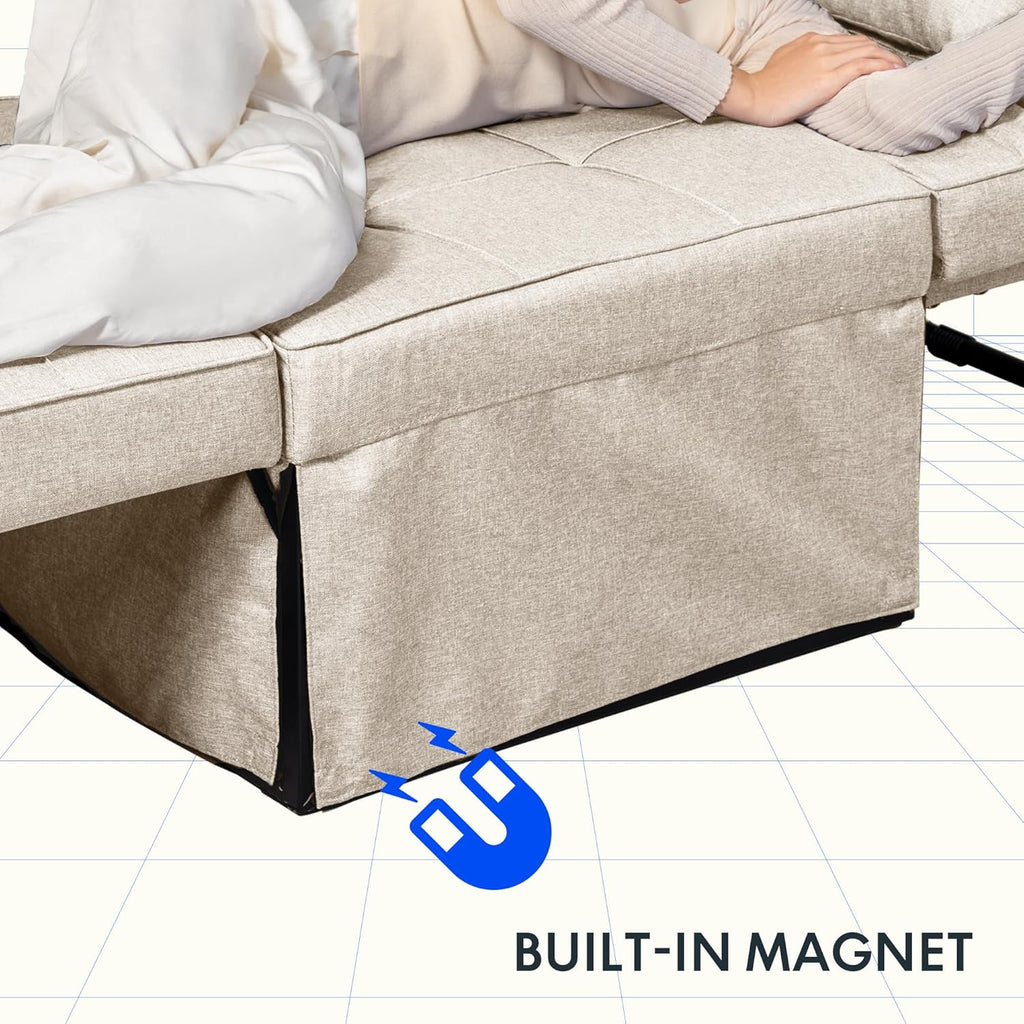 FLEXISPOT Sofa Bed Extendable Folding Sleeping Chair with Bed Function, Chair Beds with Function, Convertible Bed Chair, Load Capacity 300 kg, Grey