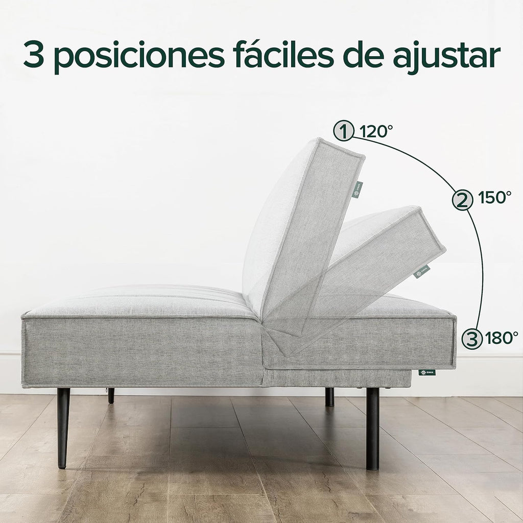 Zinus Quinn Clic Clac Sofá Cama - Sofá Cama Plegable 2 en 1 - Adecuado para habitaciones de invitados y espacios pequeños - Gris
