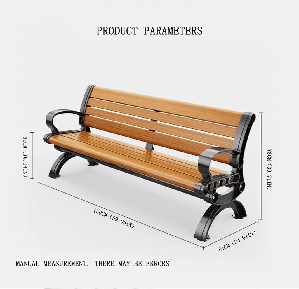 HZEPDVT Banc de Jardin en Aluminium for Trois Personnes avec Dossier et accoudoirs, résistant aux intempéries et à la Rouille, Banc de terrasse à Lattes métalliques