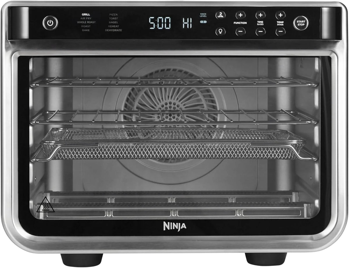 Ninja Foodi Four Multifonction 10-en-1, mini-four portable, surfaces de travail, four multifonction avec 10 fonctions de cuisson; Air Fry, Roast, Grill, Bake and more, Silver/Black DT200EU