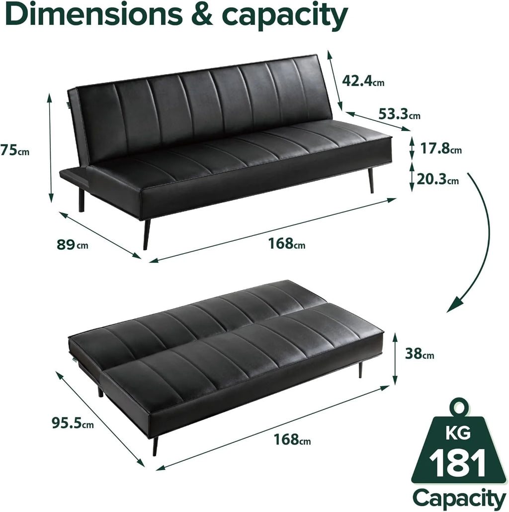 Zinus Quinn Clic Clac Sofá Cama - Sofá Cama Plegable 2 en 1 - Adecuado para habitaciones de invitados y espacios pequeños - Gris