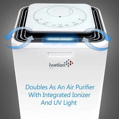 Deshumidificador compacto Ivation de 11 pintas – con manguera de drenaje continuo para espacios pequeños, baño, ático, espacio de arrastre y closets – para espacios de hasta 20 metros cuadrados (216 pies cuadrados).