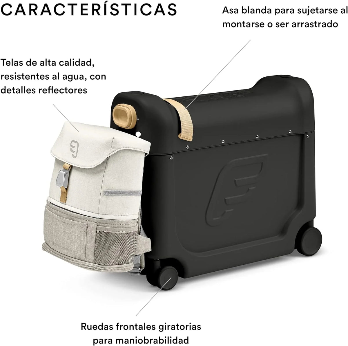 JetKids by Stokke Travel Bundle – Incluye maleta infantil para montar con cama de vuelo + mochila Crew – Ideal para edades de 3 a 7 años
