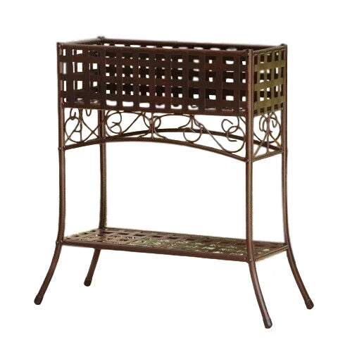 Soporte Elevado para Plantas de Metal Forjado en Color Bronce