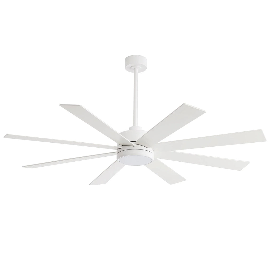 65 Inch 8-Blade Black LED Ceiling Fan with Light and Remote