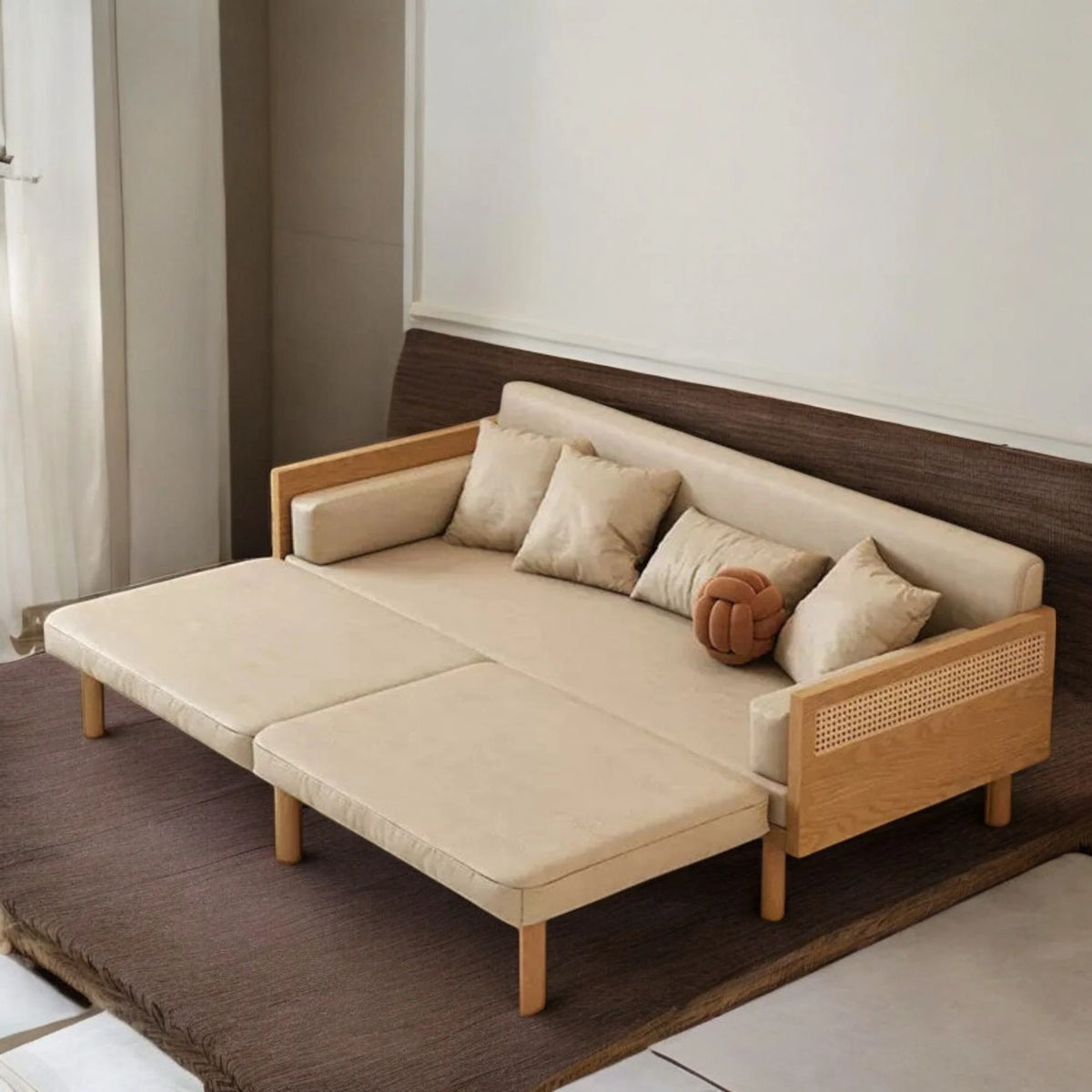 Nismaaya Multifunction Pull Out Sofa Cum Bed Solid Wood Frame