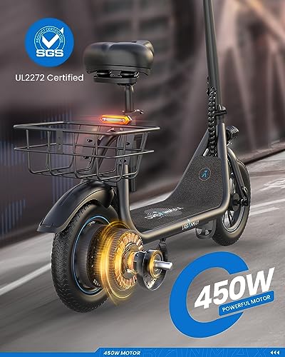 URBANMAX C1 Scooter Eléctrico con Asiento, Motor Potente de 450W y Autonomía de hasta 22 Millas