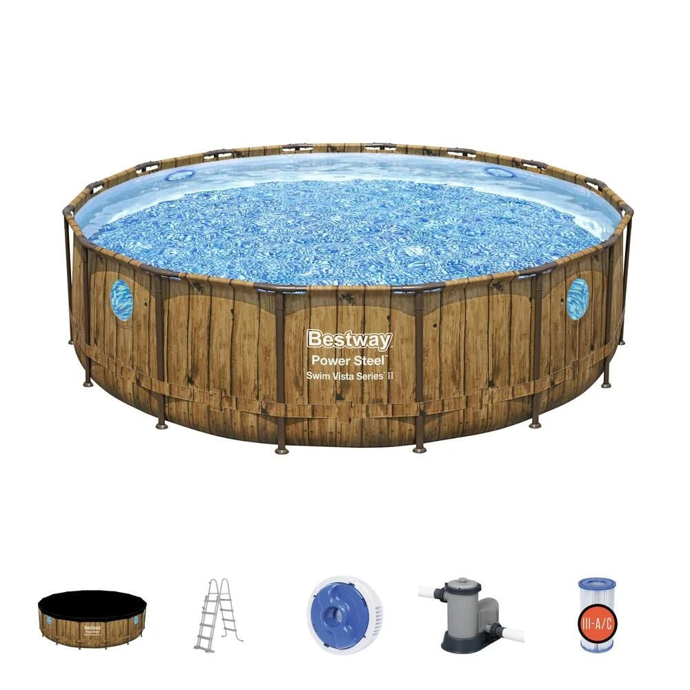 Hilo Piscina Elevada Efecto Ratán Marrón 4,88 X 1,22 M