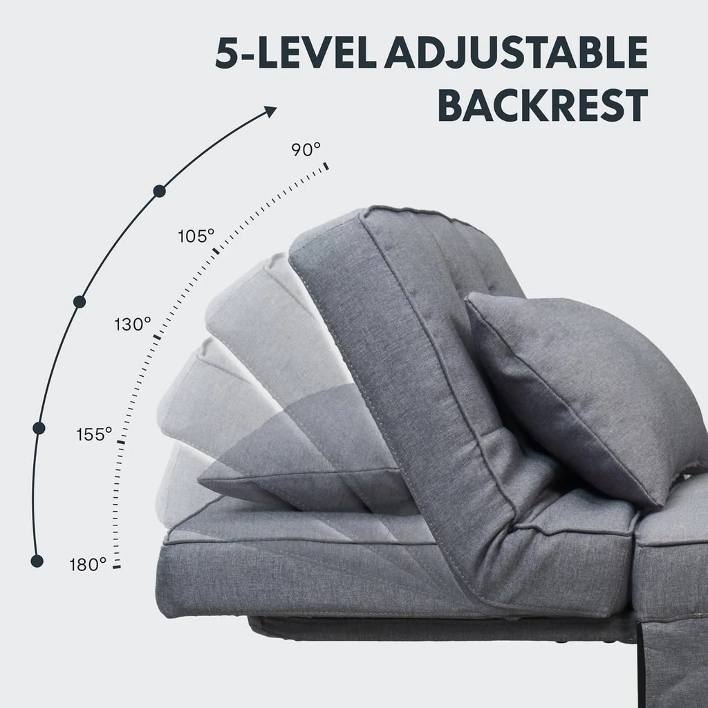 FLEXISPOT Sofa Bed Extendable Folding Sleeping Chair with Bed Function, Chair Beds with Function, Convertible Bed Chair, Load Capacity 300 kg, Grey