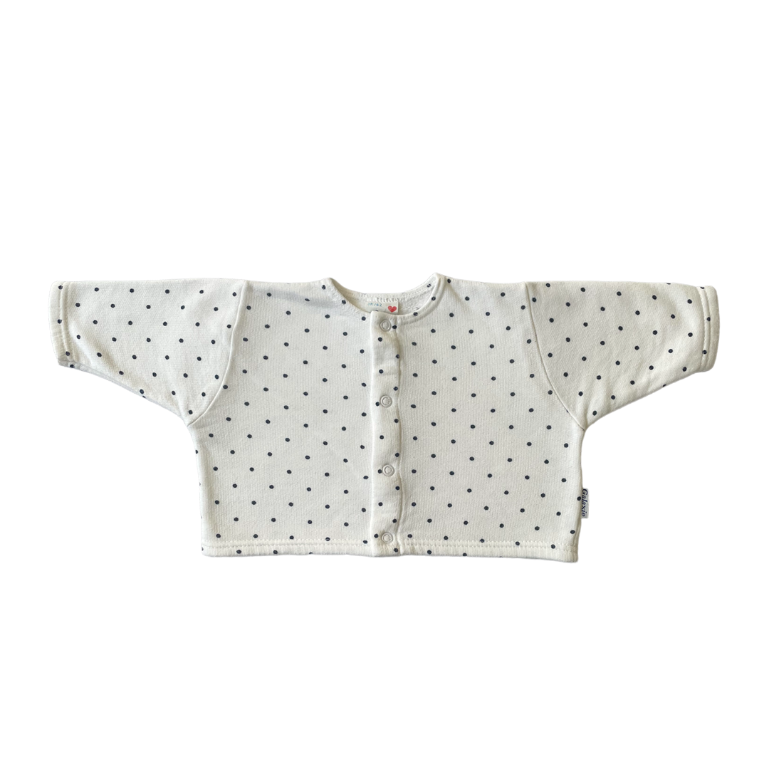 3M - Cardigan blanc à pois bleu marine