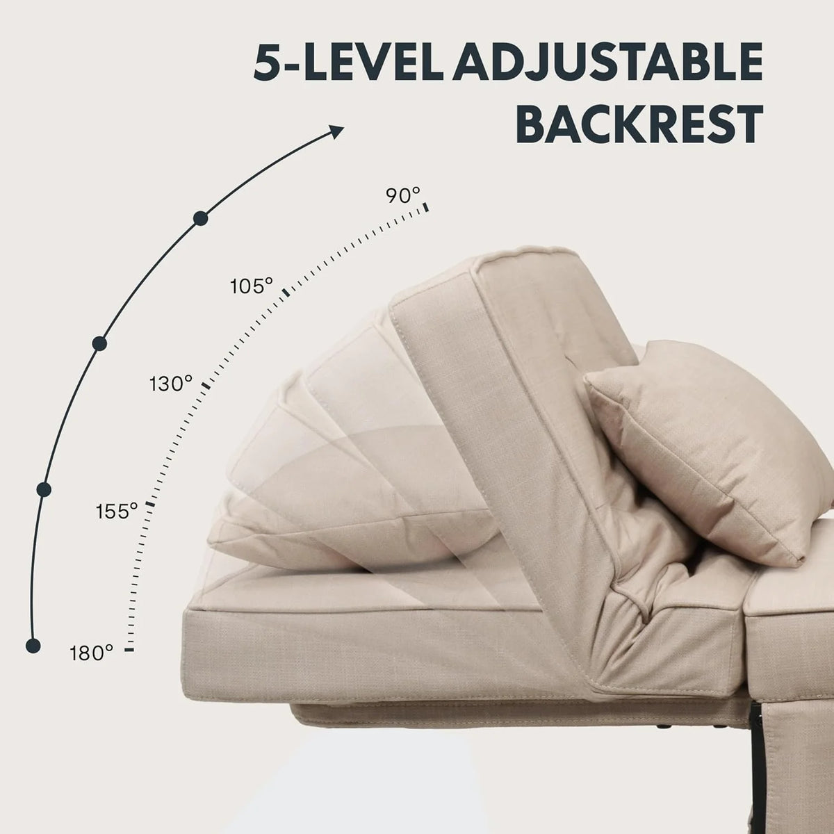 FLEXISPOT Sofa Bed Extendable Folding Sleeping Chair with Bed Function, Chair Beds with Function, Convertible Bed Chair, Load Capacity 300 kg, Grey