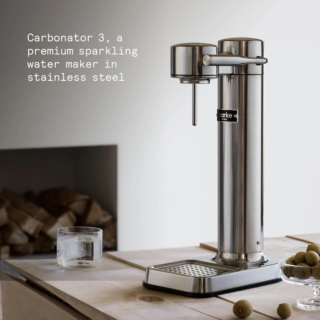 Aarke Carbonator 3, Máquina Gasificadora de Agua en Acero Inoxidable, incluye Dos Botellas (800ml), Acabado en Negro