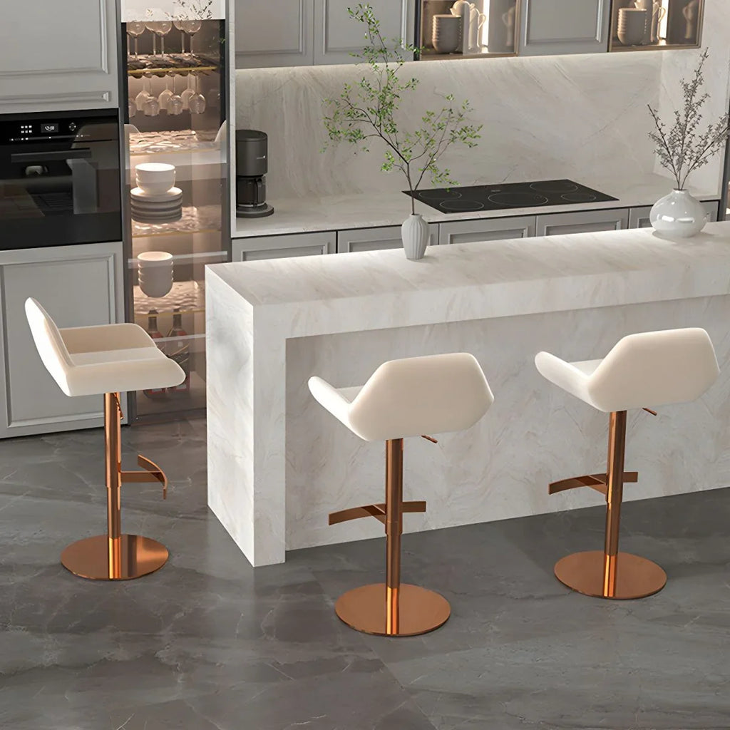 Minimalist Leather Swivel Bar Stools with Low Back for Kitchen