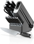 Ninja K32017 Foodi NeverDull Juego Premium de Cuchillos de 17 Piezas con Afilador Incorporado, Acero Inoxidable/Negro