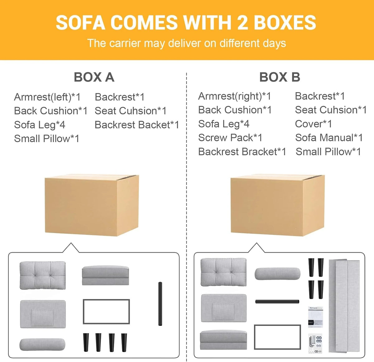 Aotumm Ciort Sofa 2 Plazas, Sofá Moderno con Cojines Gruesos, 2 Almohadas, Cómodo Sofá de Cuero con 2 Bolsillos de Almacenamiento para Sala de Estar/Dormitorio/Oficina, Sofá Pequeño (Marrón)