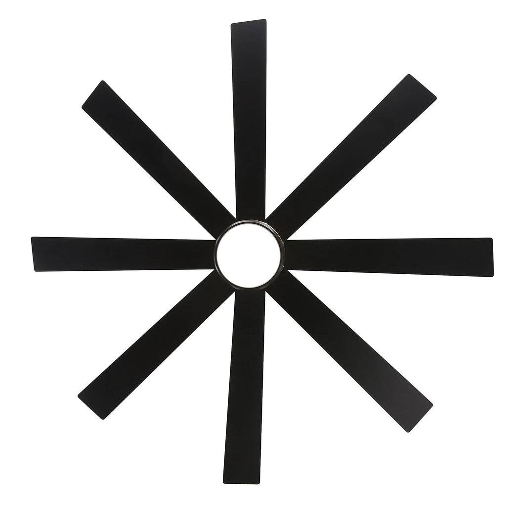 65 Inch 8-Blade Black LED Ceiling Fan with Light and Remote