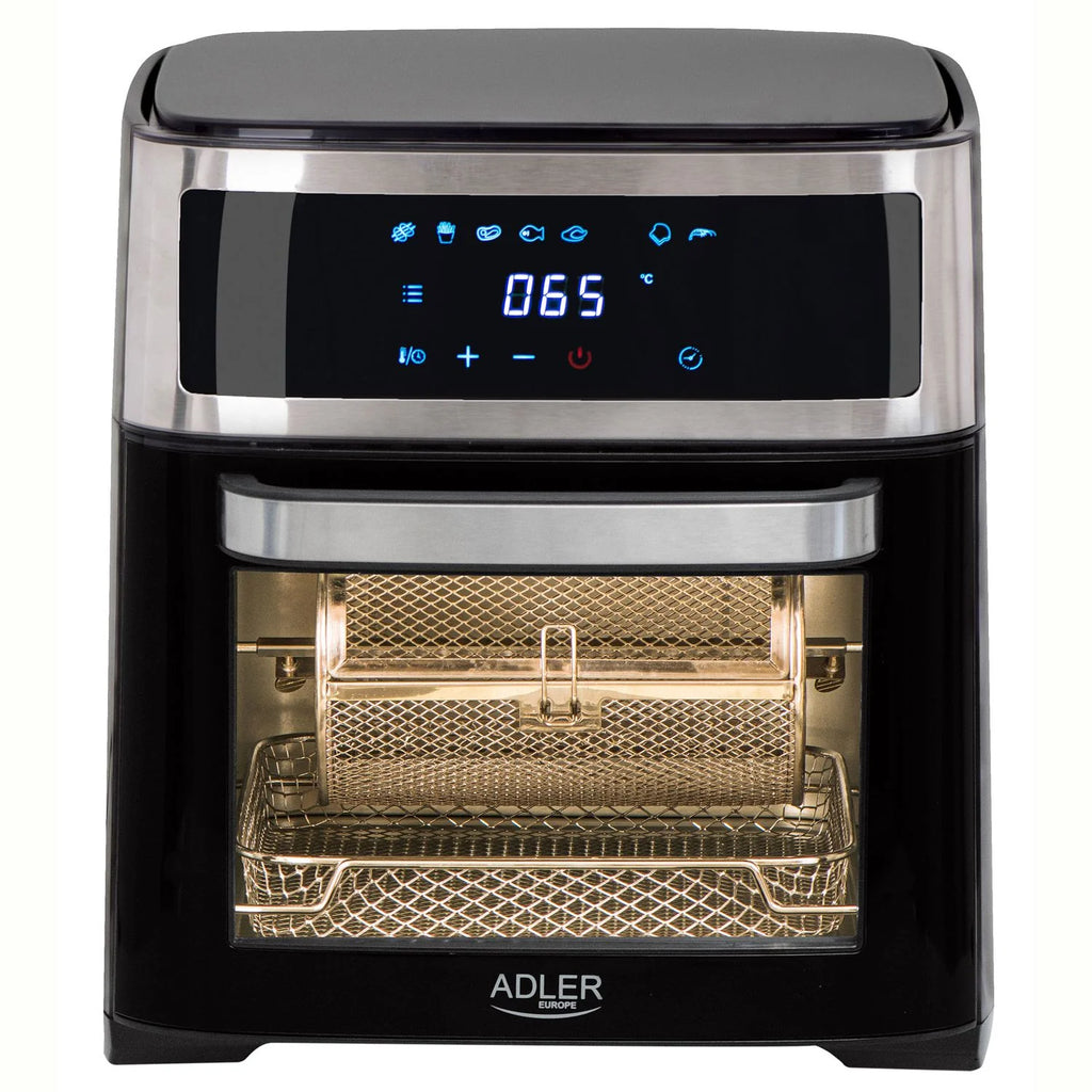 Horno Freidora De Aire Caliente 13 L Sin Aceite 8 Programas Temporizador, Temperatura  40–200°c Negro 2500w Adler Ad6309