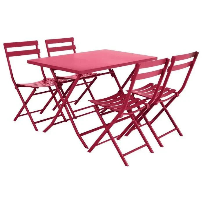 Table de jardin pliante carrée "Greensboro" pétrole 2 places en acier traité époxy - Hespéride