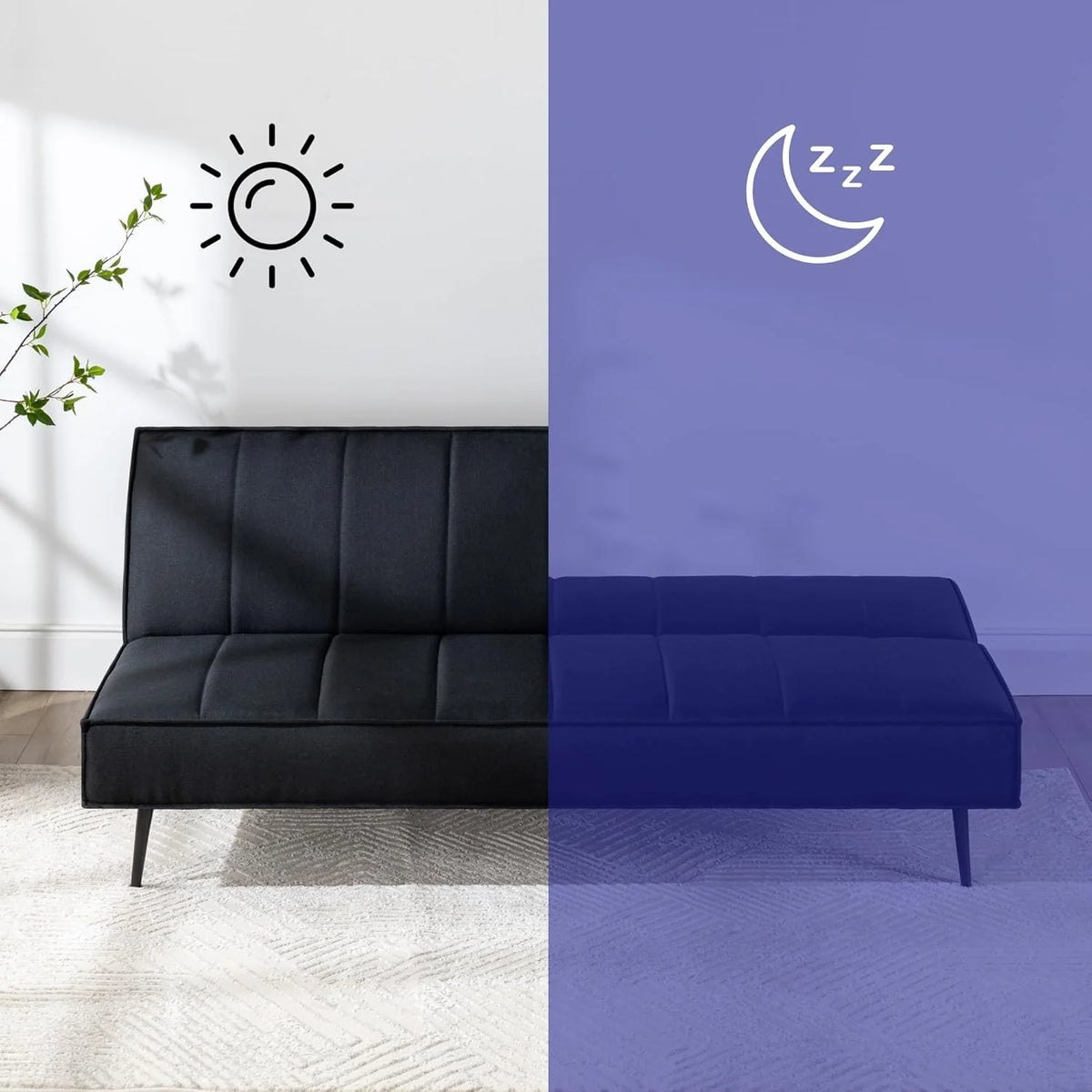 Zinus Quinn Clic Clac Sofá Cama - Sofá Cama Plegable 2 en 1 - Adecuado para habitaciones de invitados y espacios pequeños - Gris