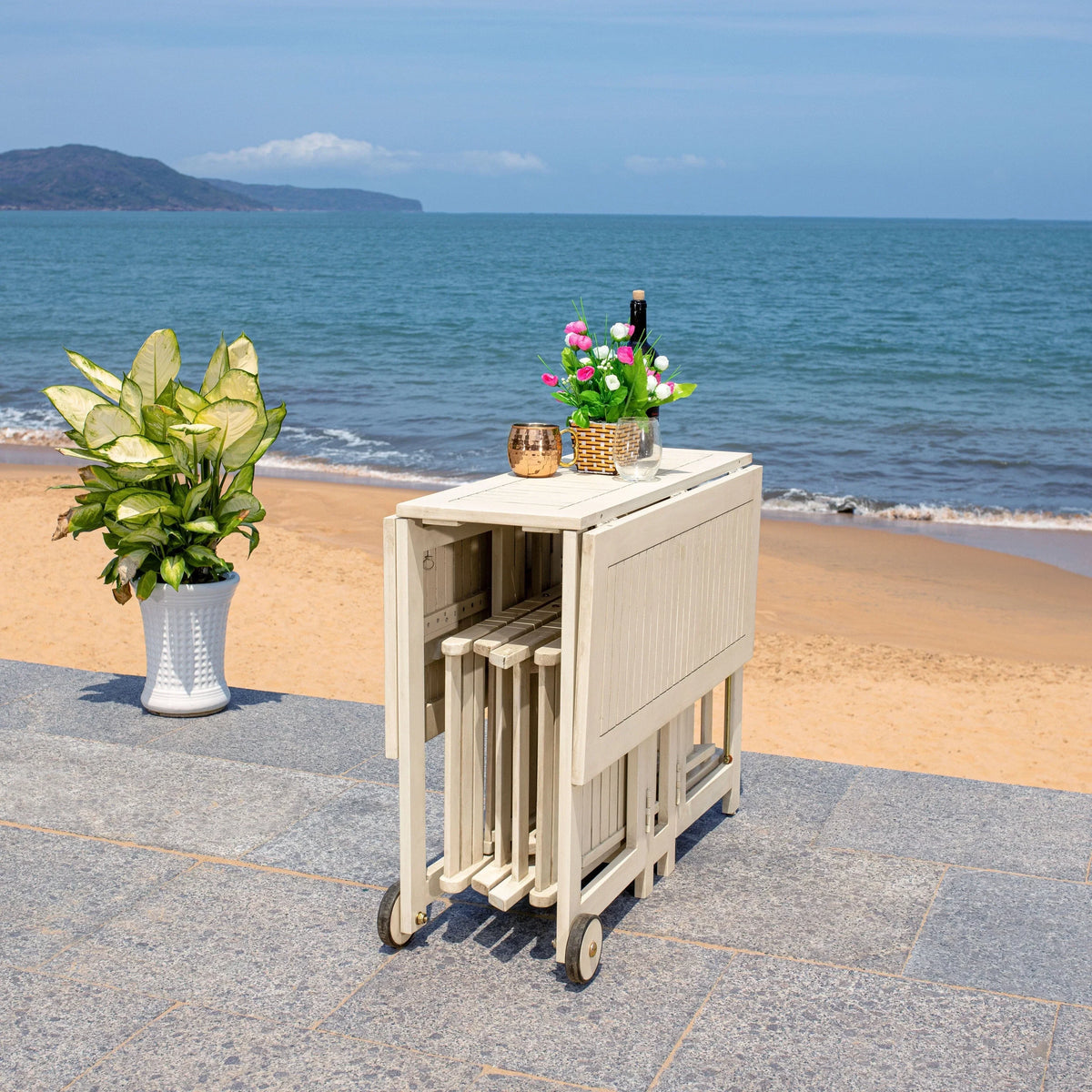 SAFAVIEH Outdoor Brandy 5-Piece Outdoor Dining Table Set - 43Wx35Dx29H