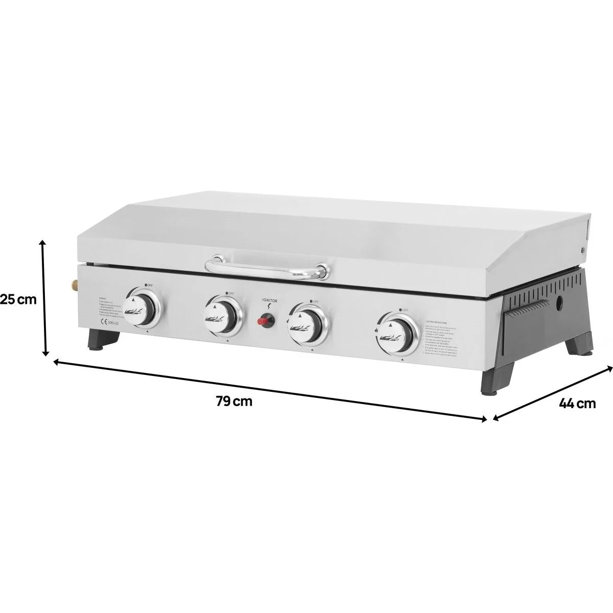 Plancha De Gas 4 Quemadores Con Tapa "fasto" - 10 Kw - Gris