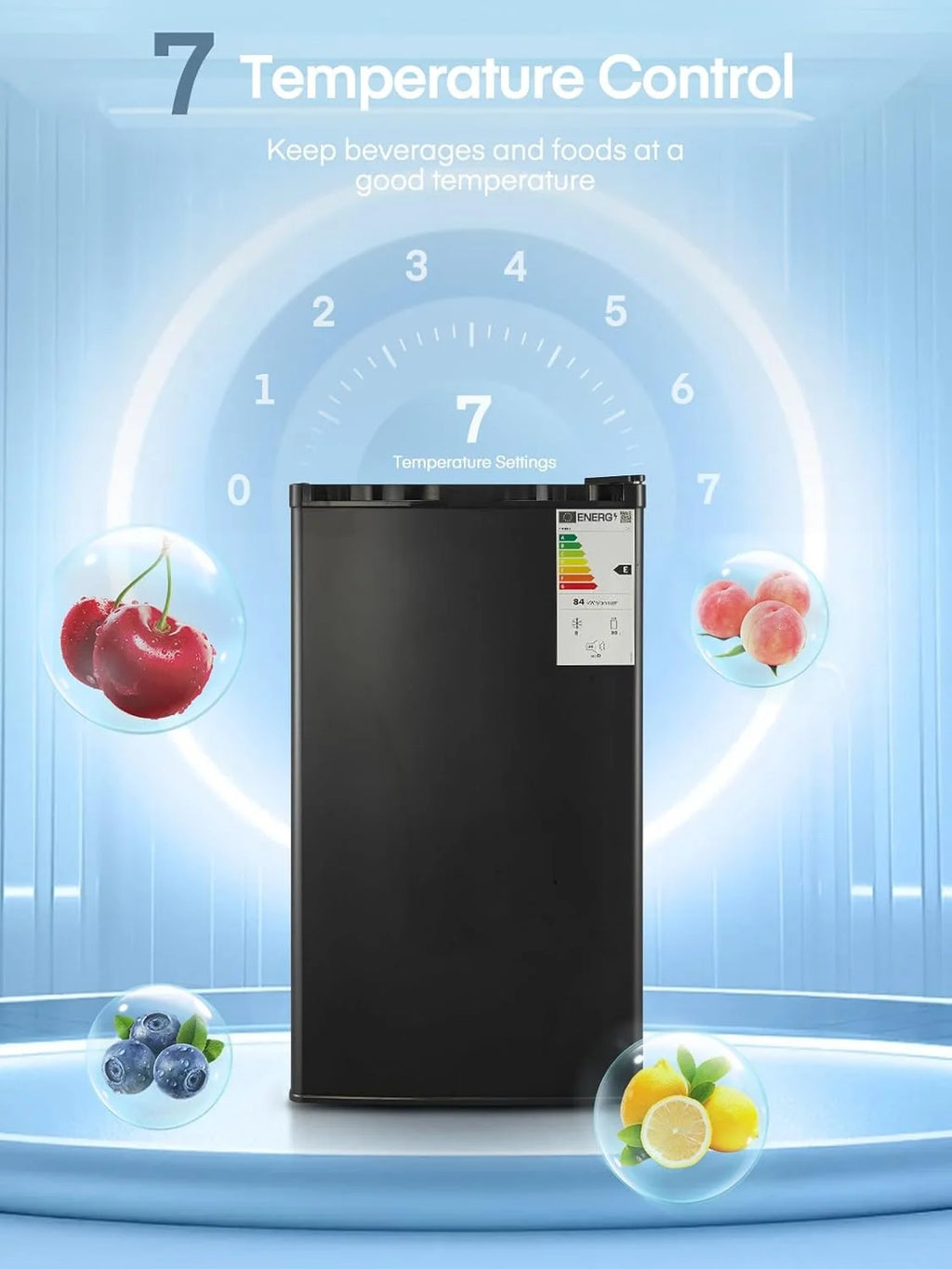 FOHERE Petit Frigo avec Congélateur de 91L, Réfrigérateur à une porte, Bac à Légumes, Thermostat Réglable, Silencieux, Petit Frigo de Bureau, Porte Réversible, Dortoir, Chambre, Noir