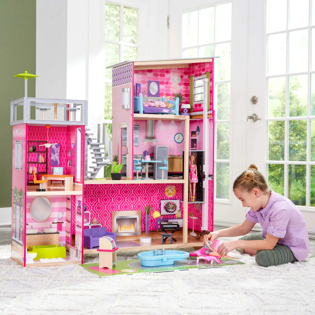 Casa de Muñecas KidKraft Uptown de Madera con 36 Accesorios, para Niños a partir de 4 años