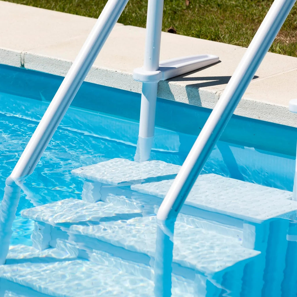 GRE EPE30 - Échelle intérieure antidérapante pour Piscine enterrée, Échelle de sécurité pour Piscine avec 4 marches, synthétique, Couleur Blanche. 80 x 92 x 206 cm