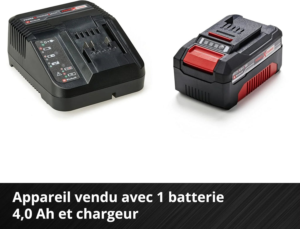 Einhell Tondeuse à gazon sans fil GE-CM 18/33 Li Kit Power X-Change (18V, Largeur de Coupe 33cm, Surface conseillée 200 m²) Livré avec Batterie 4,0 Ah et Chargeur