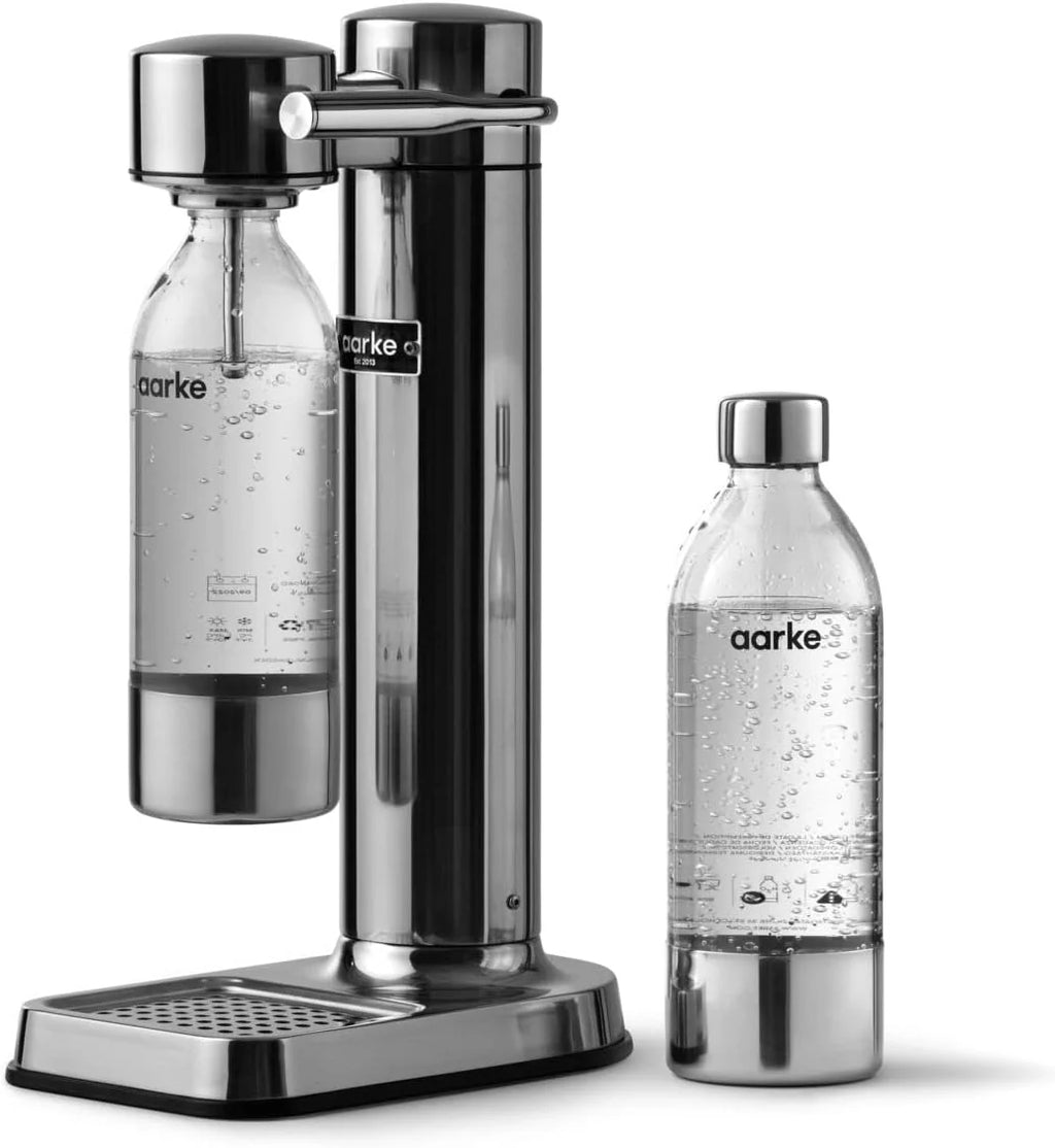 Aarke Carbonator 3, Máquina Gasificadora de Agua en Acero Inoxidable, incluye Dos Botellas (800ml), Acabado en Negro