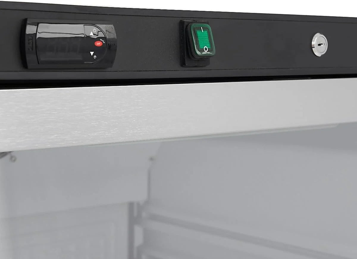 Maxima Réfrigérateur 600L Noir avec Porte Vitrée - 4 Grilles Réglables - Refroidissement Restaurant - Professionnel