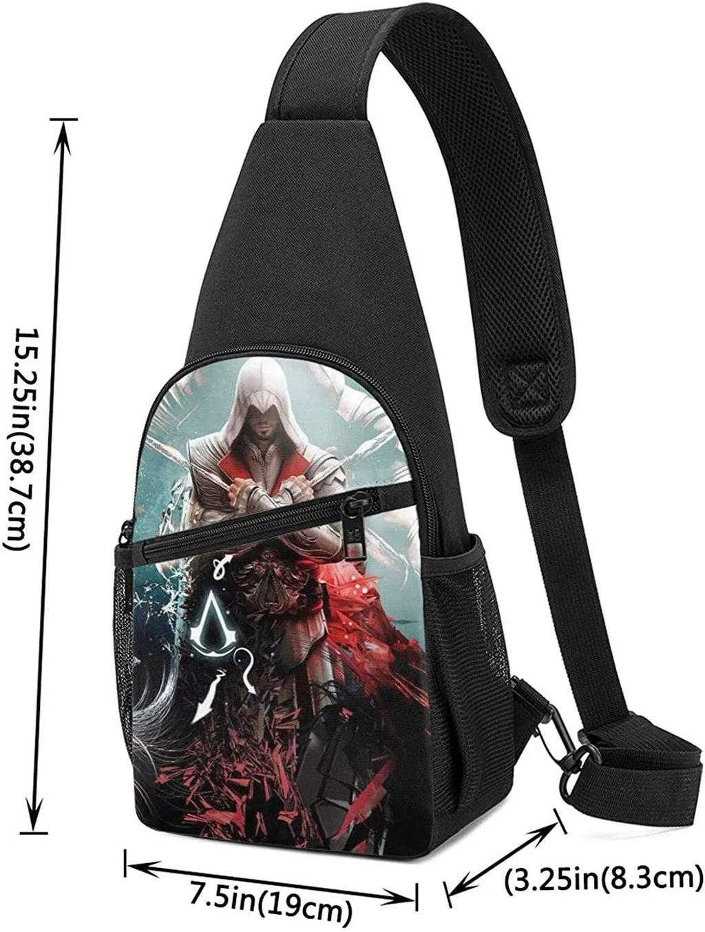 Assassin’s Creed Origins Bolsas Cruzadas – Mochila Bandolera para Hombres y Mujeres, Bolso de Pecho de Anime, Mochila Pequeña Multifuncional para Senderismo, Camping, Deportes, Viajes