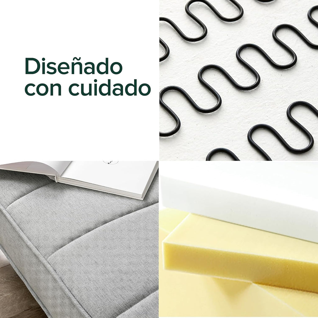 Zinus Quinn Clic Clac Sofá Cama - Sofá Cama Plegable 2 en 1 - Adecuado para habitaciones de invitados y espacios pequeños - Gris