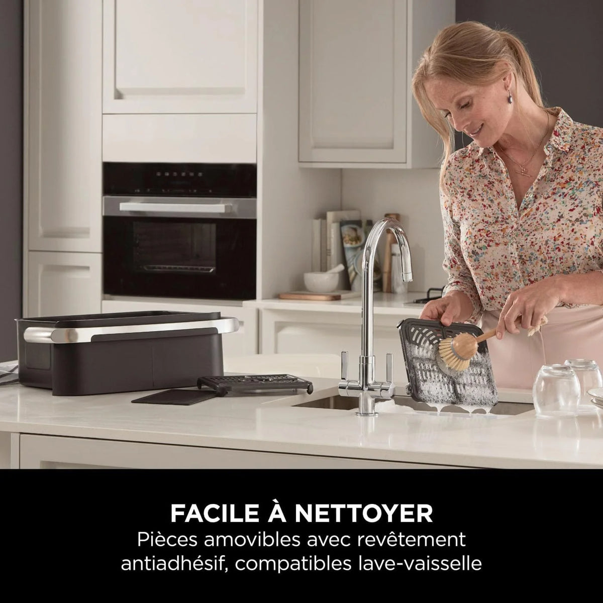 NINJA Foodi FlexDrawer Air Fryer 2 Compartiments Avec Séparateur Amovible, Grande Capacité 10.4L, Air Fryer 7-en-1, Max 240°C, Pièces Antiadhésives Amovibles Lavables Au Lave-Vaisselle, Noir