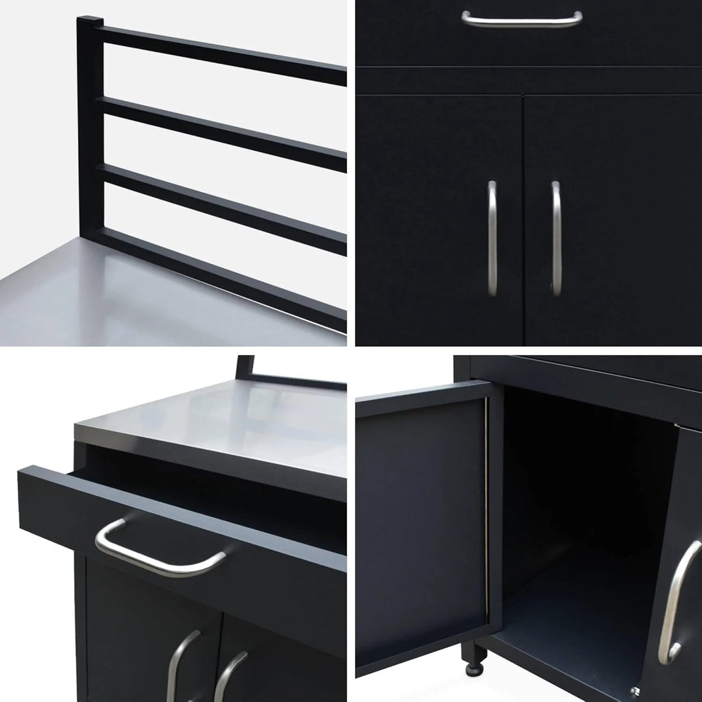 sweeek - Meuble de Cuisine extérieure en Acier avec 1 tiroir et 1 Porte et 1 Grille de Suspension L80