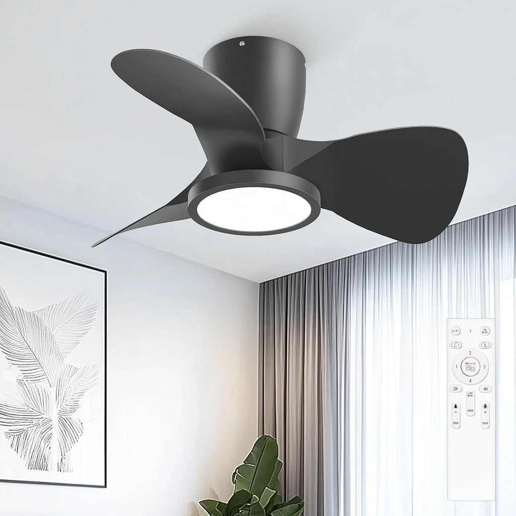 Ventilador de techo con luz Ateroll, Ø61 cm, LED regulable 3CCT (3000K-4000K-5000K), 1500LM, con control remoto, 6 velocidades, temporizador, ideal para sala y dormitorio